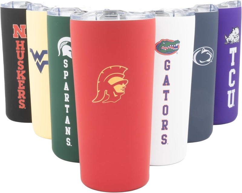 Decorvo Officially Licensed Collegiate Stainless Steel Tumbler - Double Walled Insulated Travel Tumbler with Slide Lid - 18 oz (Southern California Logo - Red) - Image 1